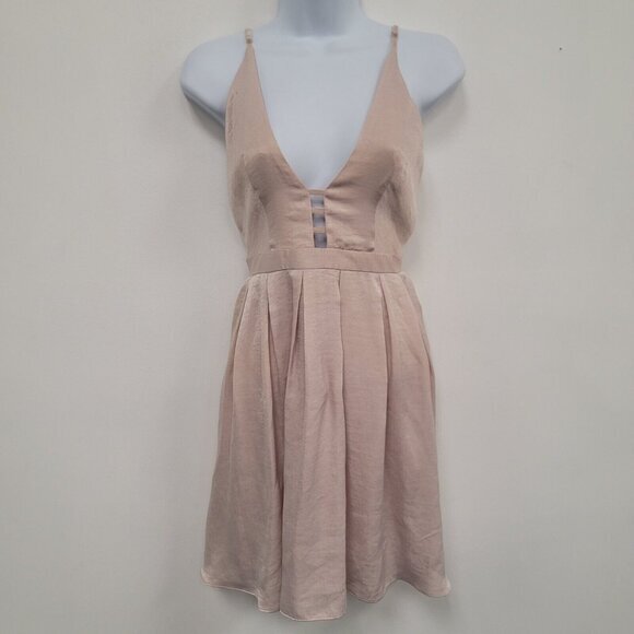 Free People Womens Gabbys Party All Night Satin Mini Dress‎ Size 2 Pink Cocktail - Picture 1 of 14
